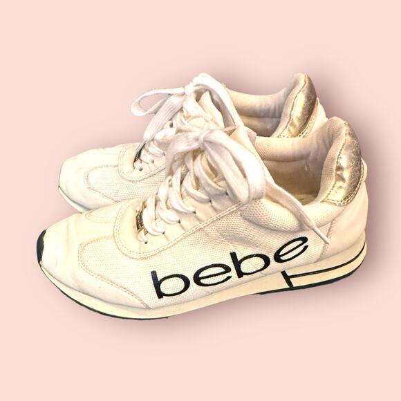 Bebe Brodie Ivory Logo Sneakers Women's 10 - Picture 2 of 12